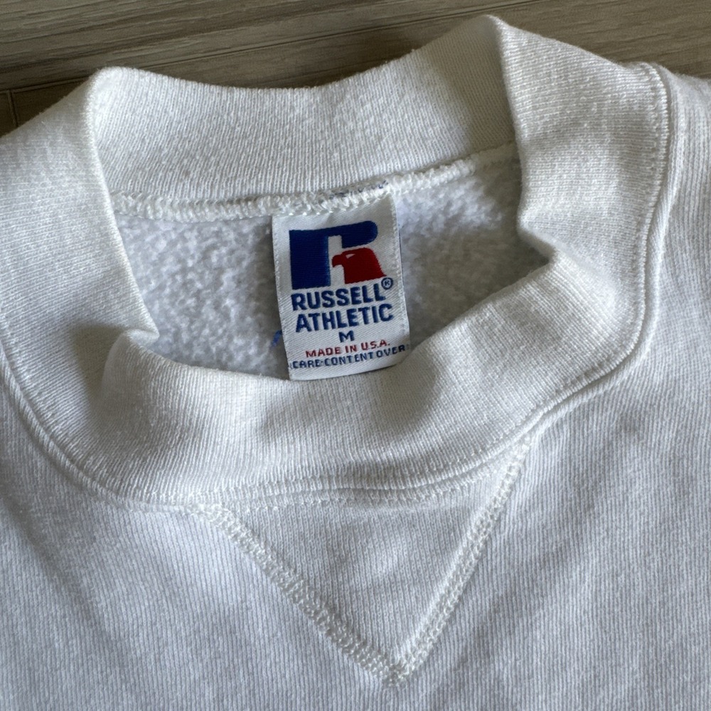 Vintage Russell Athletic Blank Sweatshirt Mens Medium White Crewneck Streetwear